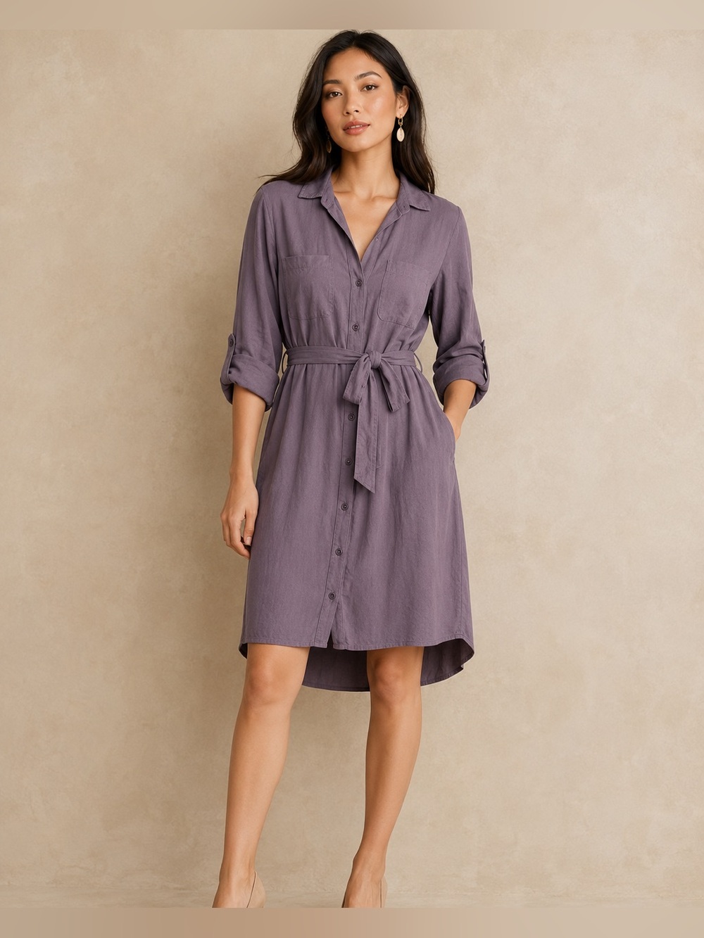 Cloth & Stone x Anthropologie | Button-Front Midi Shirt Dress - Size